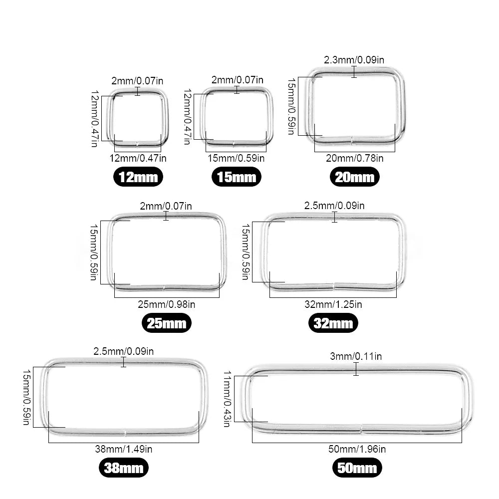 Anillas cuadradas / rectangulares pack 10 uds. - La Tendeta del Cuero