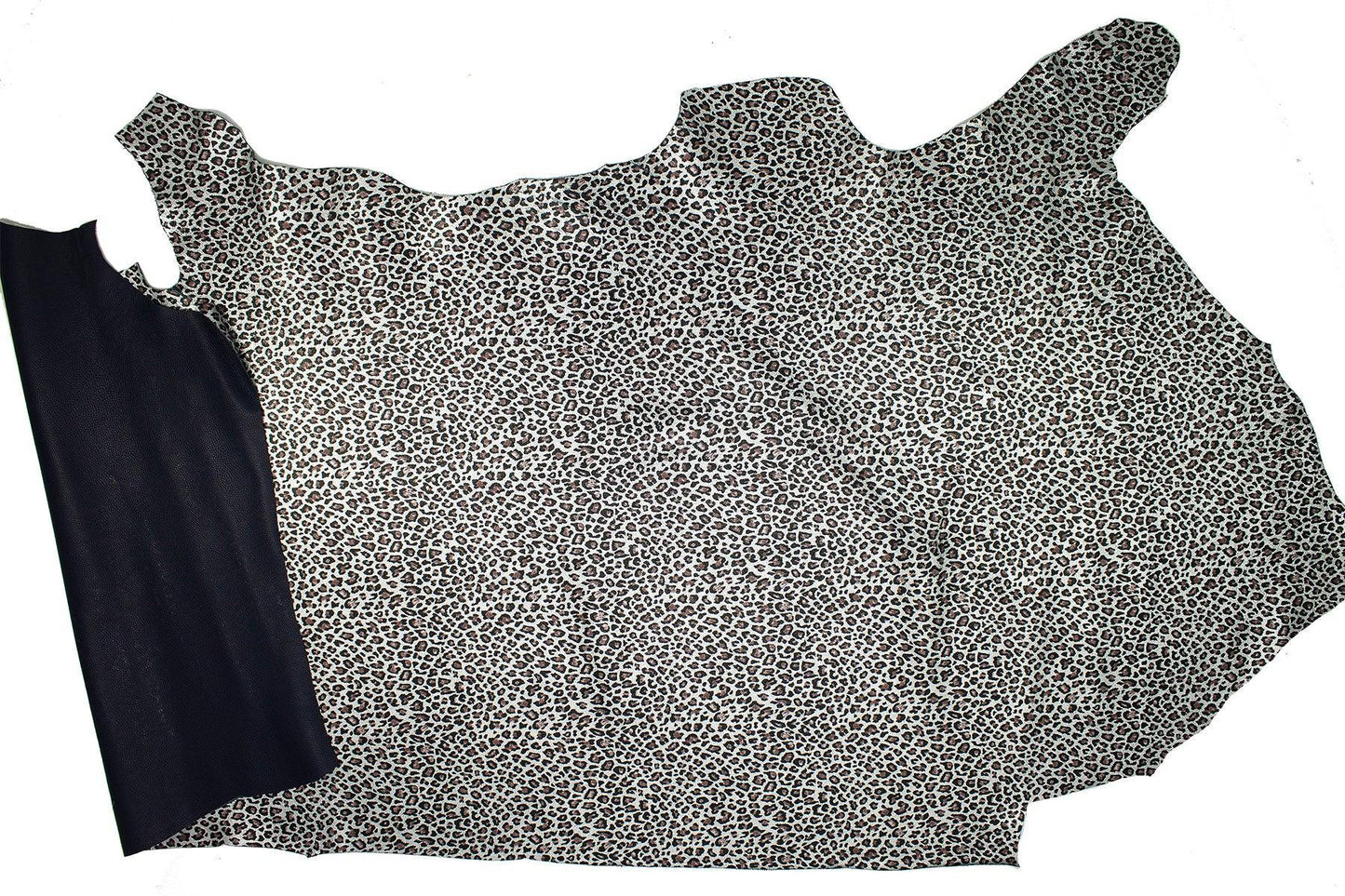 Piel de fantasia leopardo plata reves azul bombeado - La Tendeta del Cuero