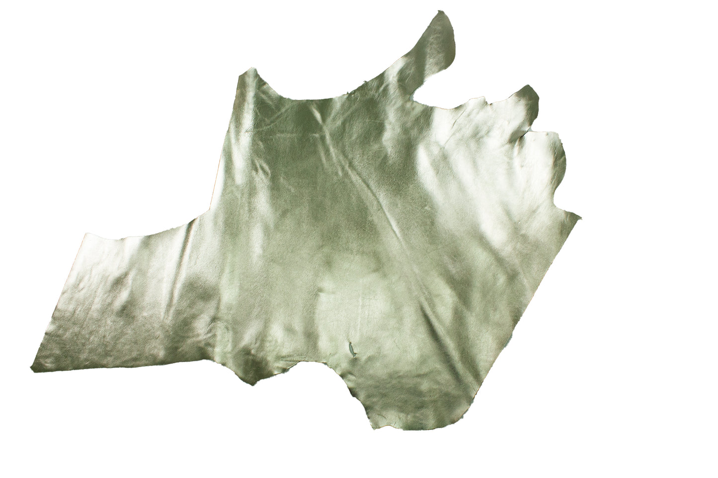 Piece of platinum laminated rustic cowhide