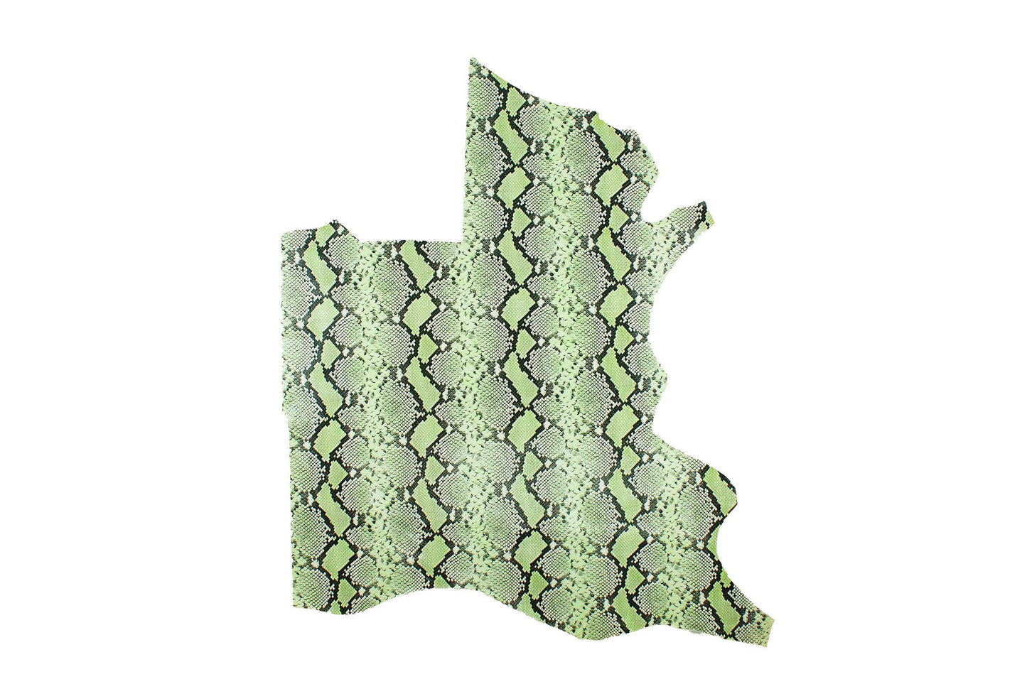 Trozo de piel grabado serpiente piton verde lima - negro - La Tendeta del Cuero