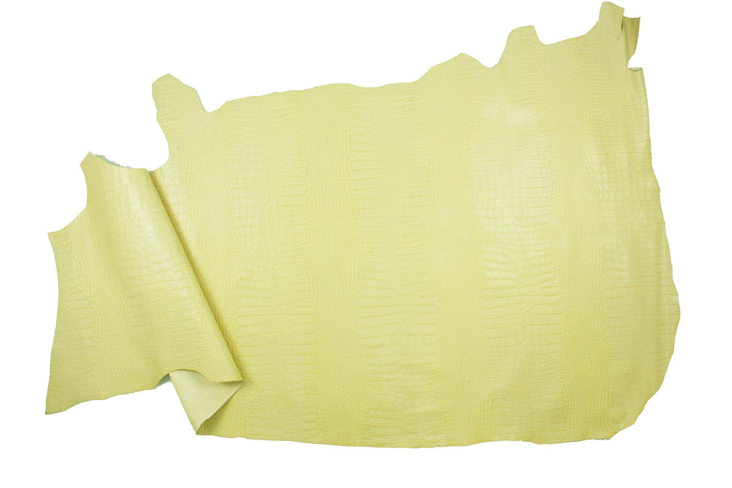 Piel de grabado cocodrilo amarillo pastel - La Tendeta del Cuero