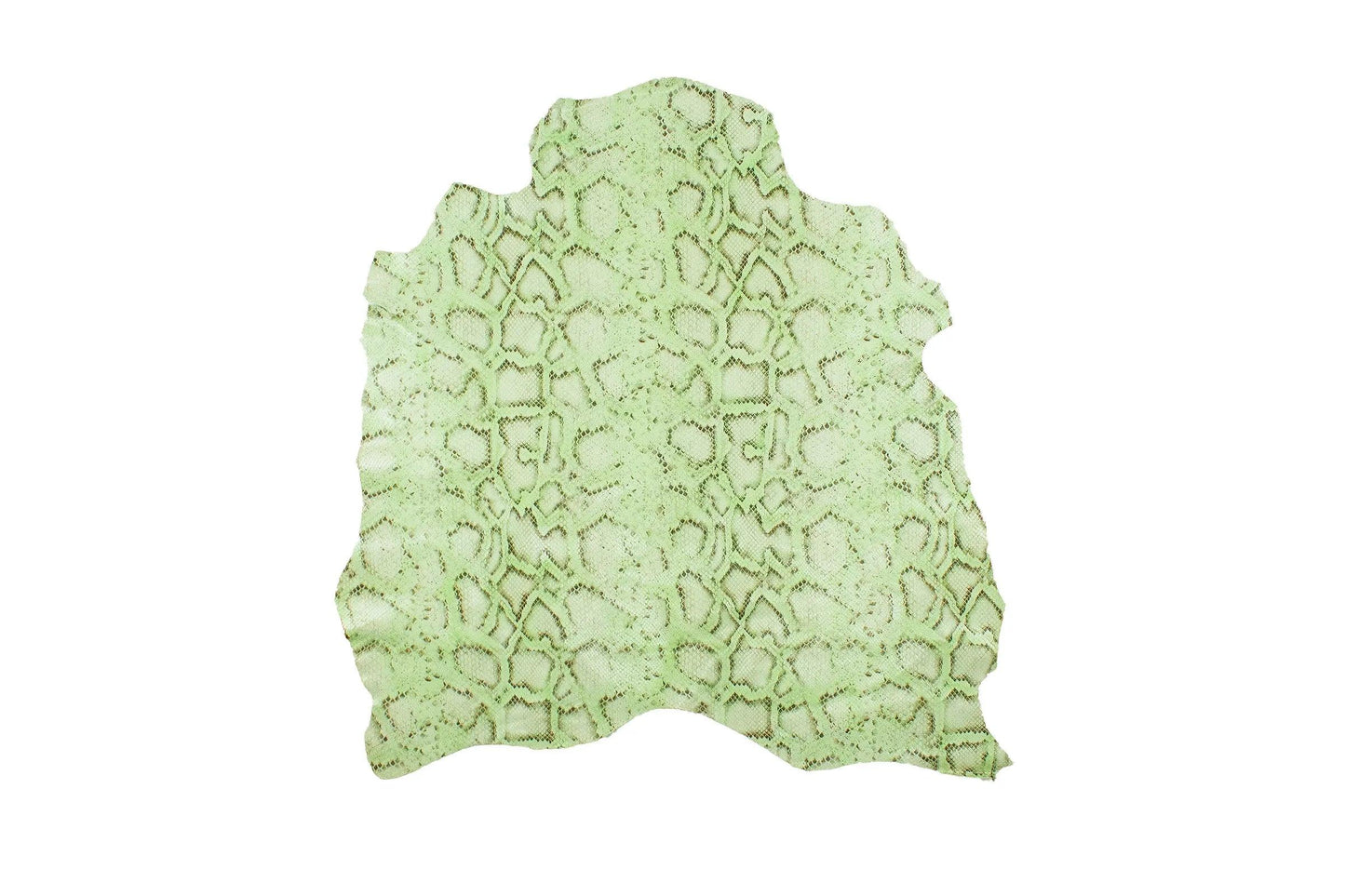 Trozo de piel grabado serpiente piton verde pastel - La Tendeta del Cuero