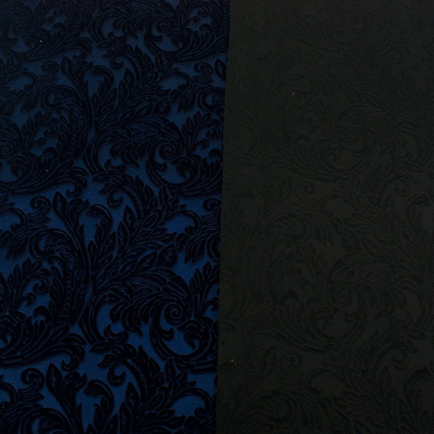 Trozo de tejido castellano terciopelo azul oscuro