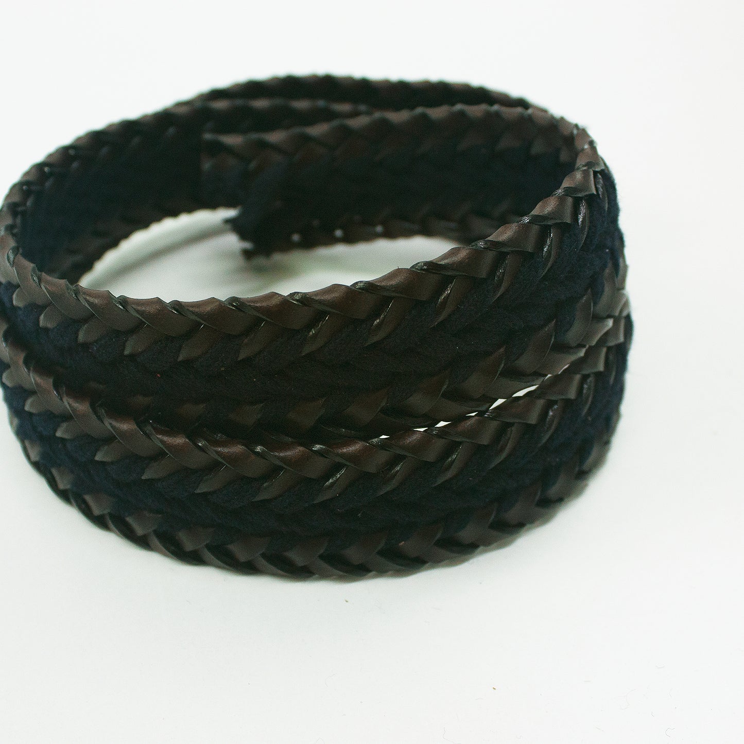 Tira trenzada marron y azul