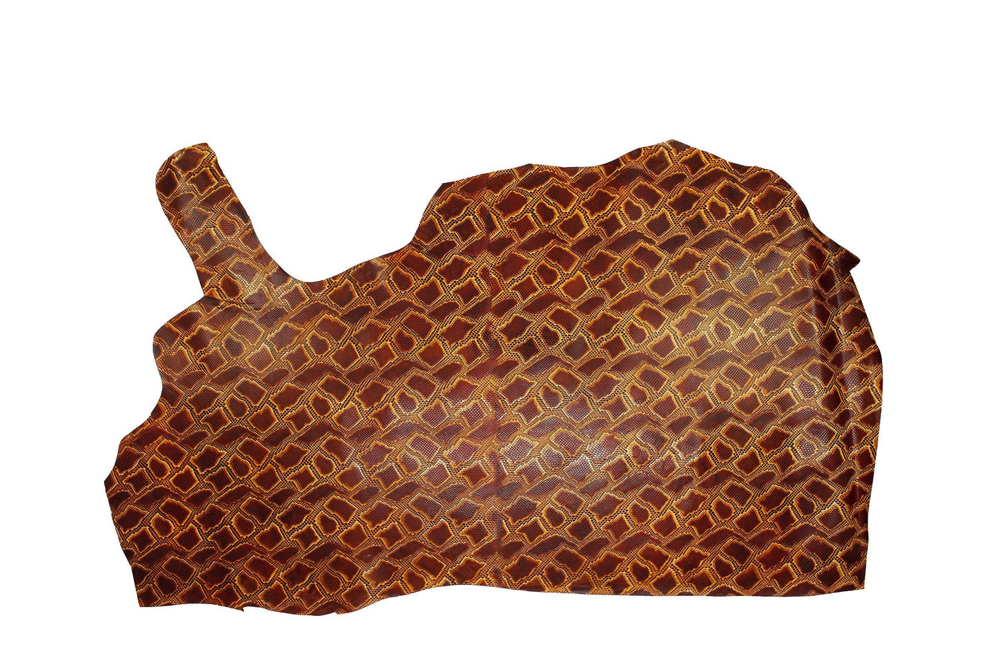 Piel de grabado serpiente naranja envejecido - La Tendeta del Cuero