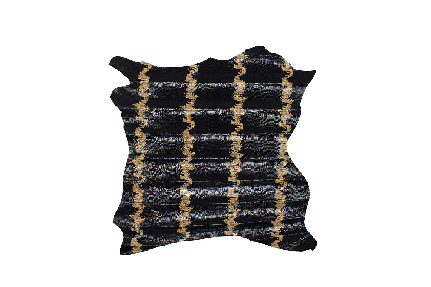 Trozo de piel grabado serpiente negra franja marron