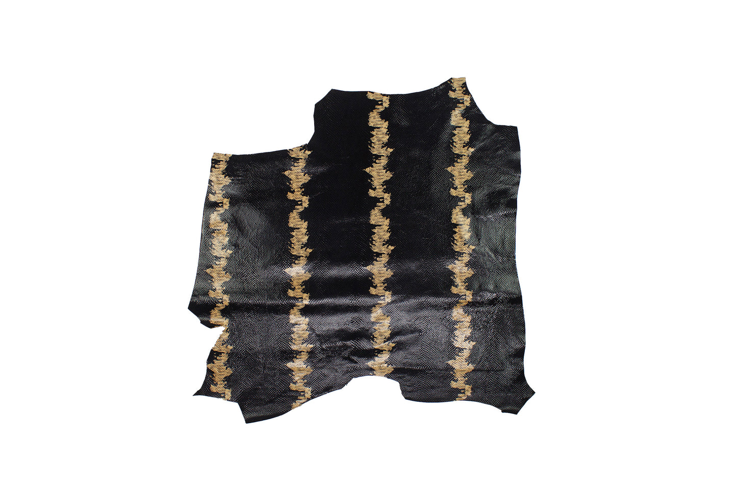 Trozo de piel grabado serpiente negra franja marron