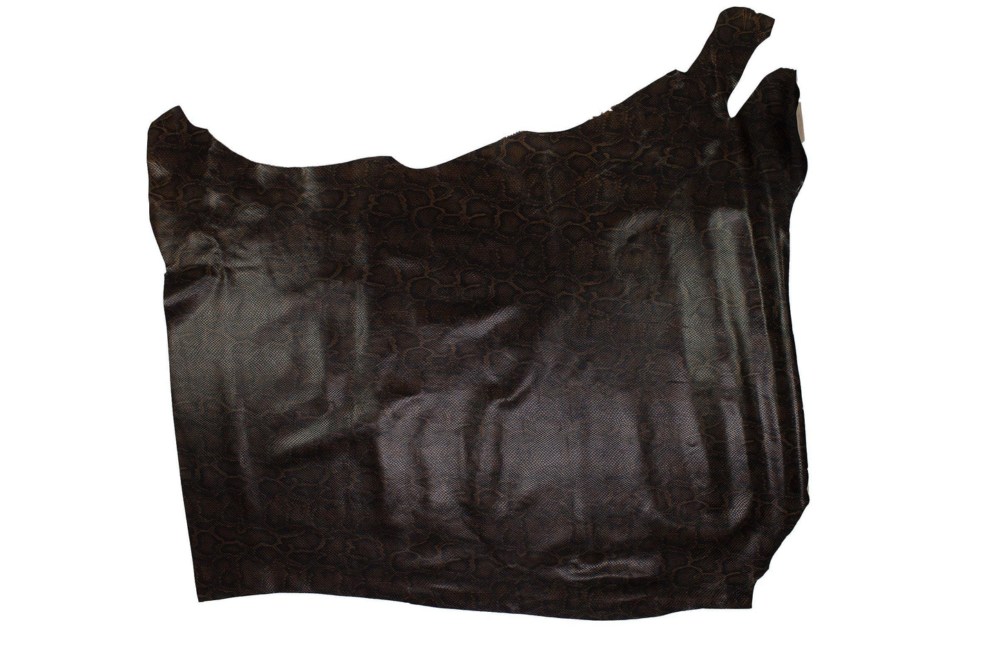 Trozo de piel grabado serpiente marron oscuro - La Tendeta del Cuero