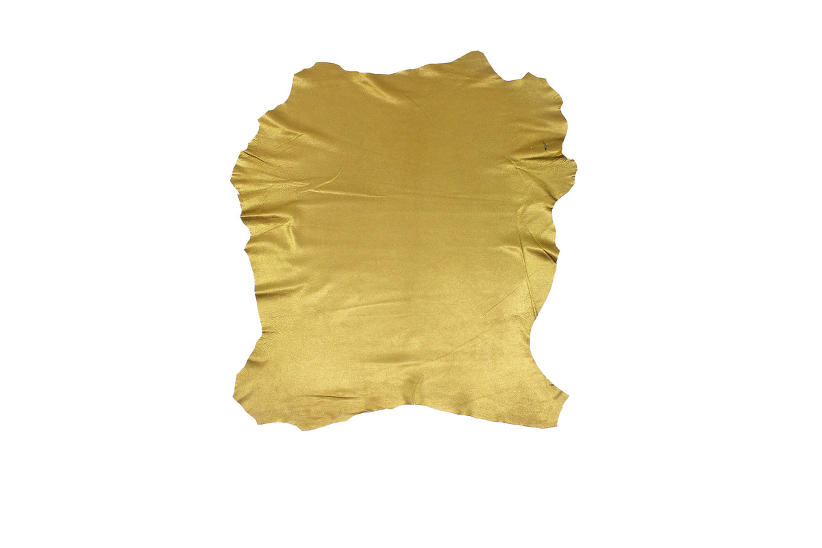 Trozo de piel cordero rustico laminado oro viejo