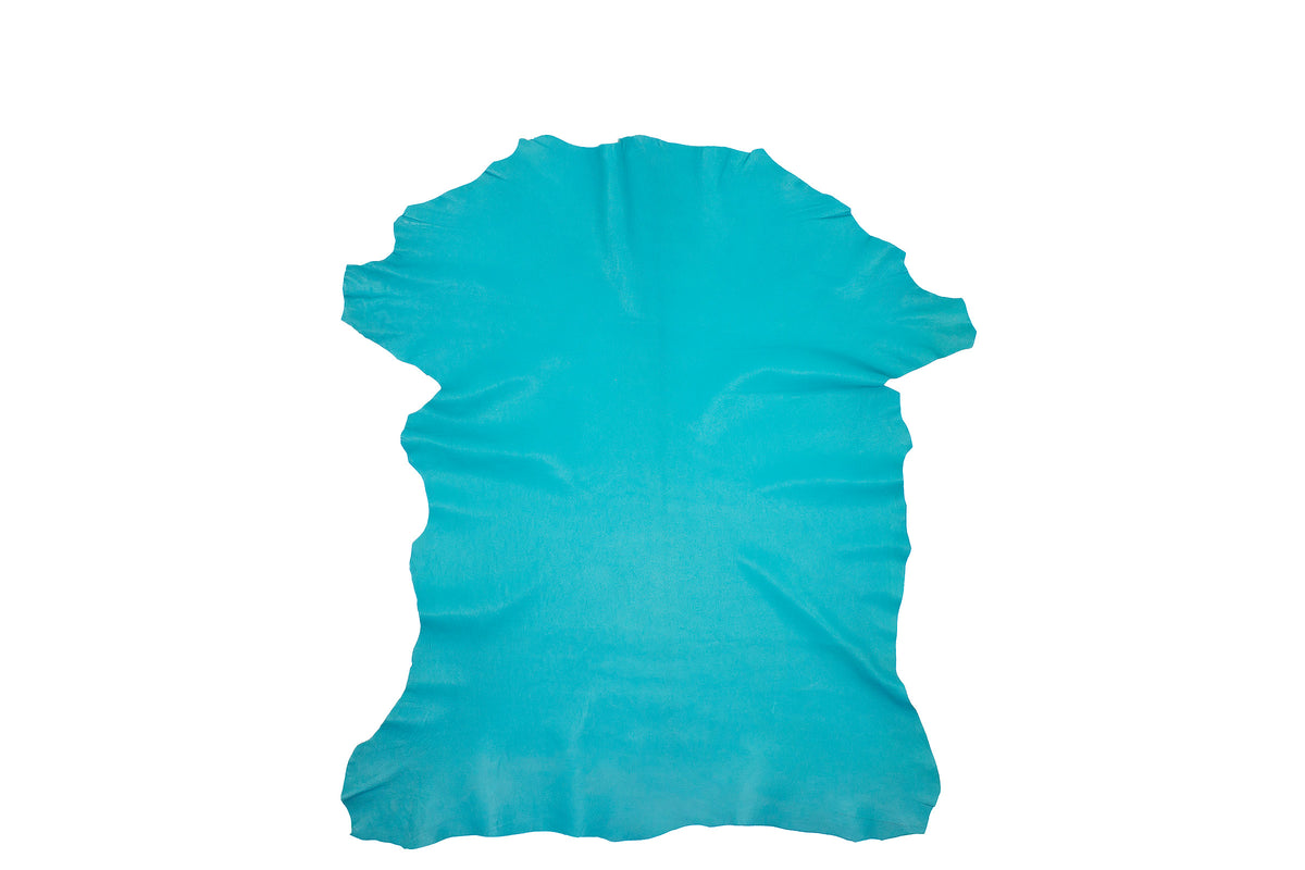 Trozo de piel cabra rustica azul turquesa