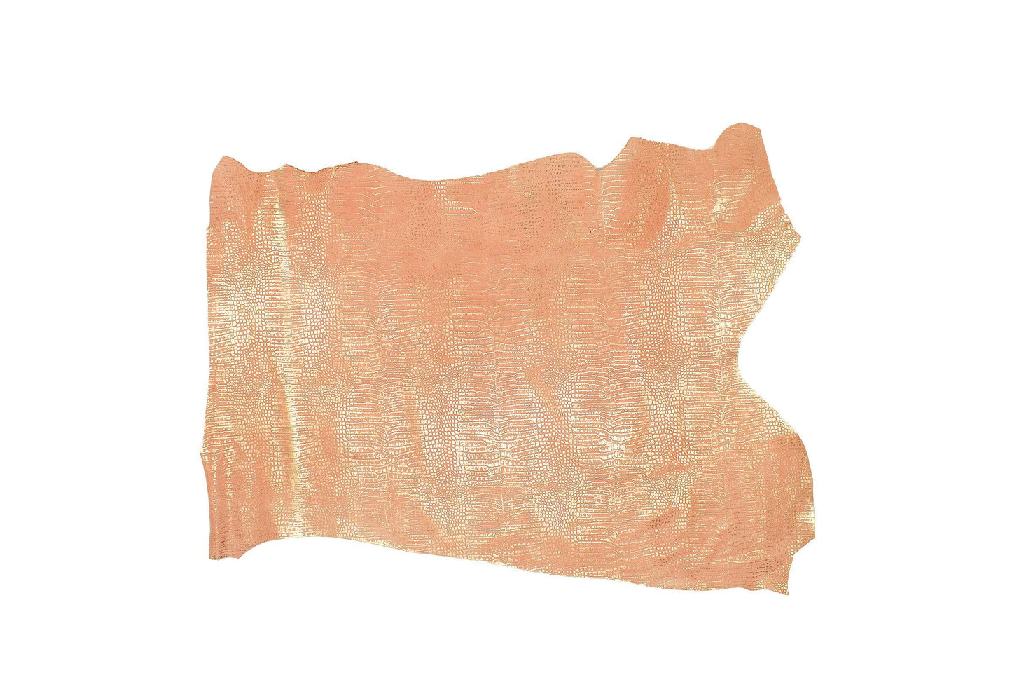Trozo de piel grabado cocodrilo rosa dorado - La Tendeta del Cuero
