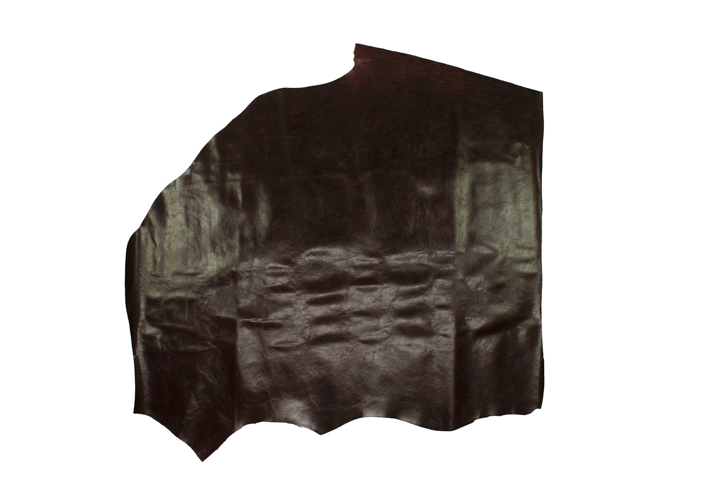 Piece of rustic cowhide, eggplant gloss