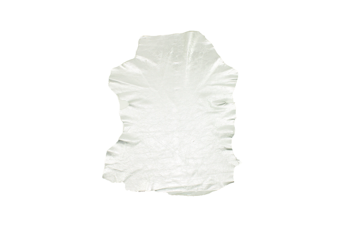 Piece of rustic lambskin laminated in silver