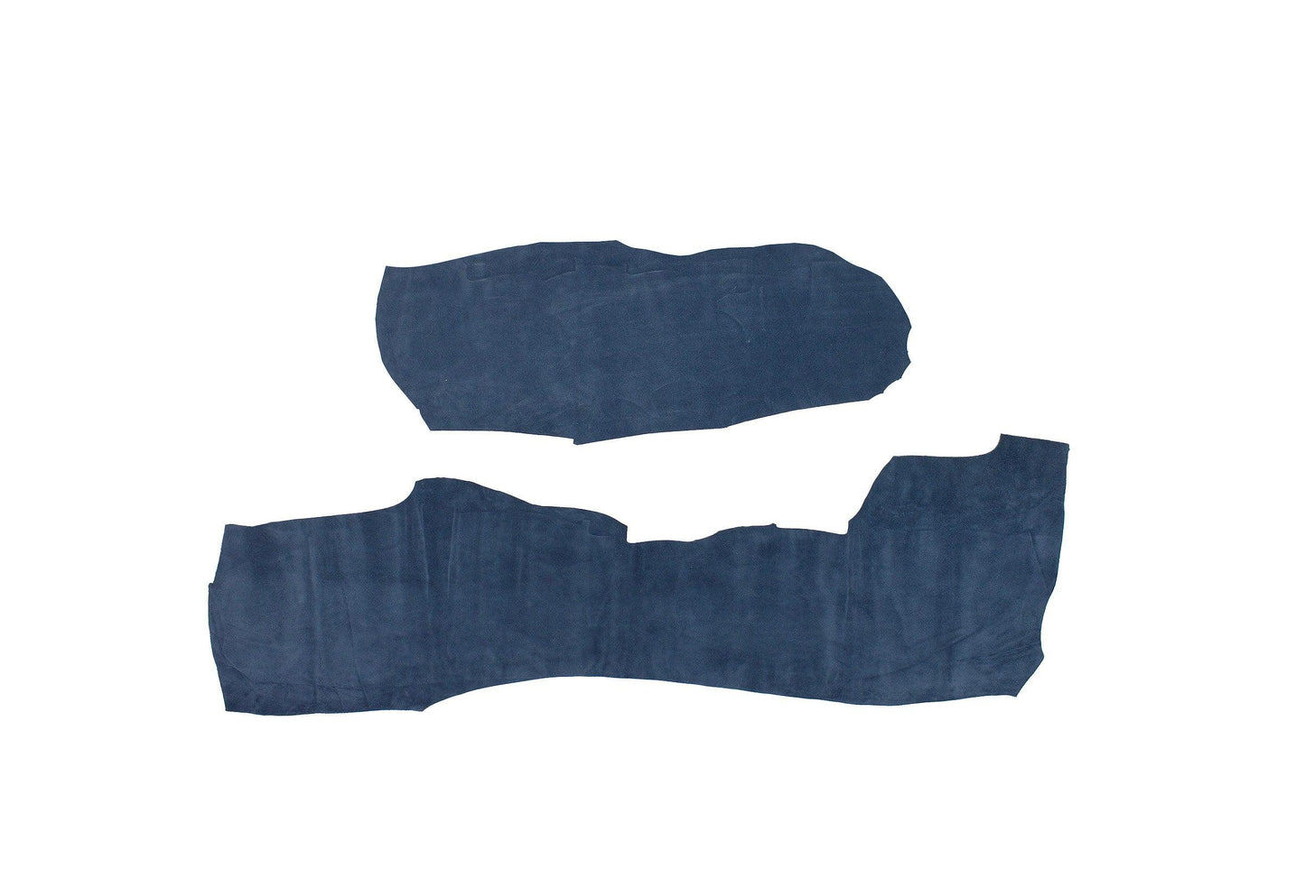 Pieces of blue denim split leather