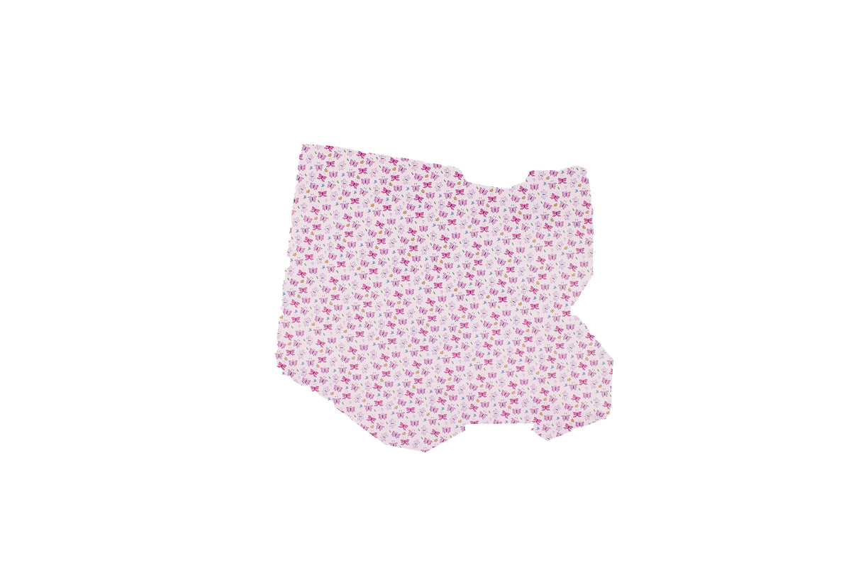 Trozo de piel fantasia mariposas rosa
