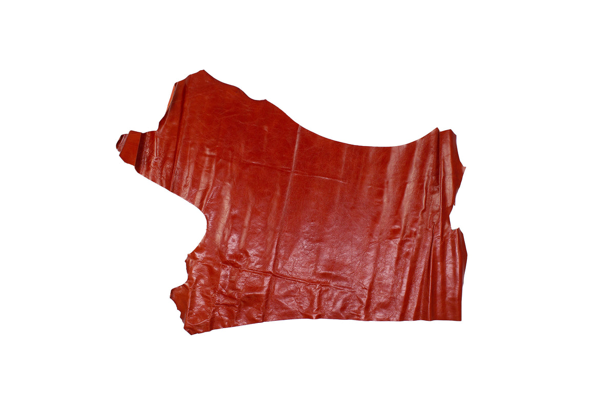 Trozo de piel vacuno rustico rojo teja envejecido