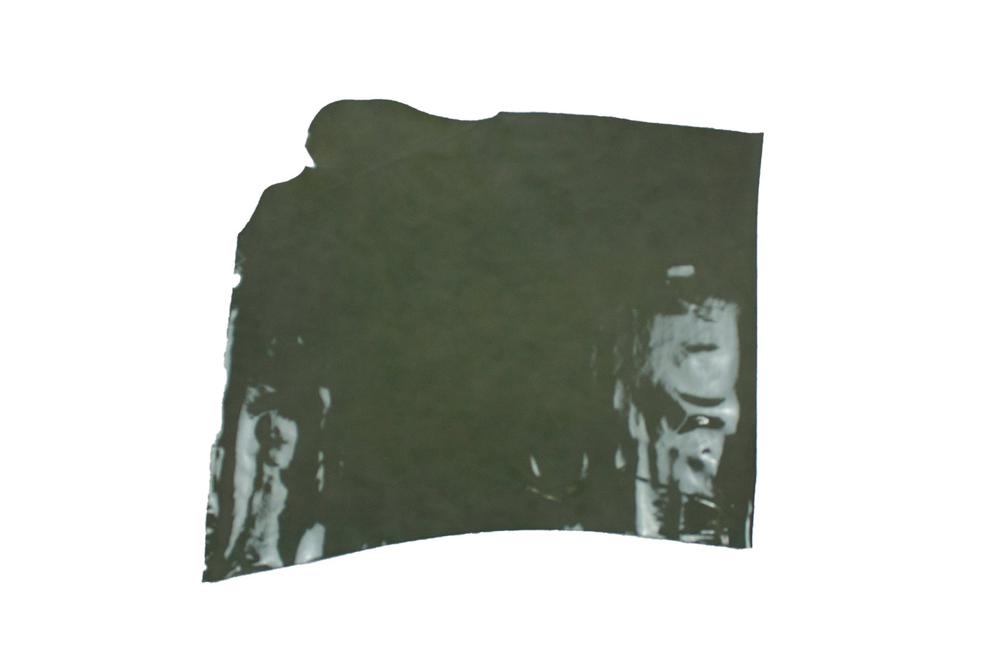 Trozo de piel charol verde pantano envejecido La Tendeta del Cuero