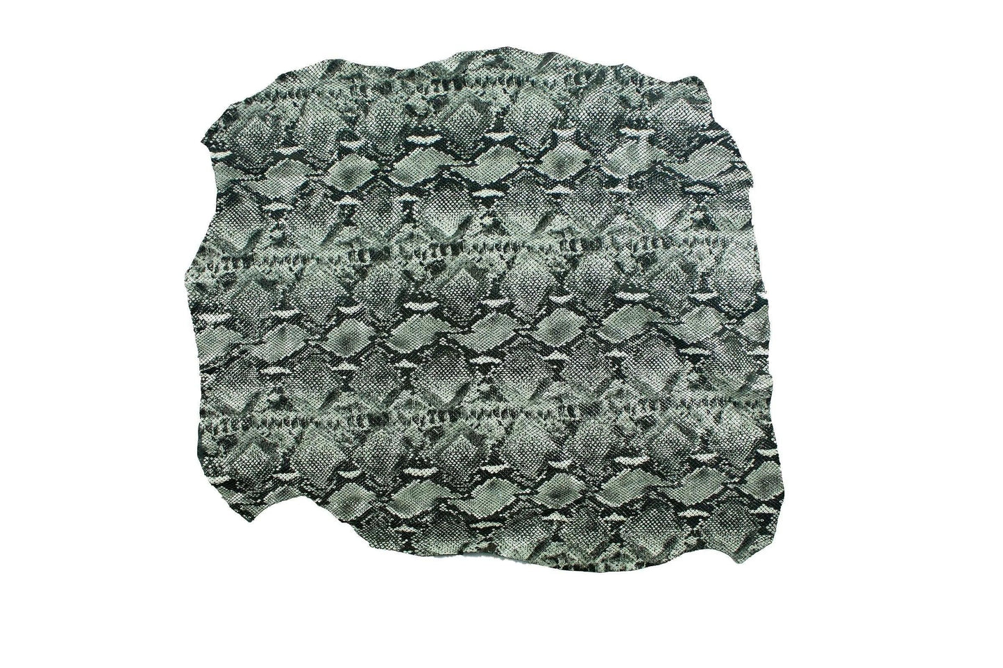 Trozo de piel fantasia serpiente gris - negro fondo negro - La Tendeta del Cuero