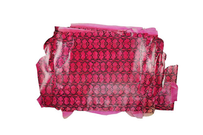Piel de grabado serpiente fucsia - negro - La Tendeta del Cuero