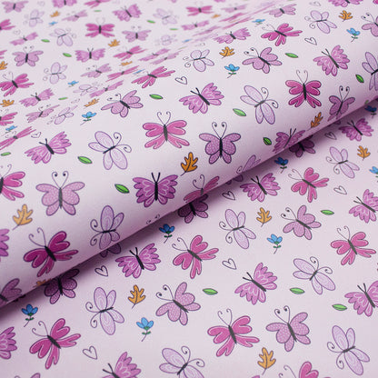 Trozo de piel fantasia mariposas rosa