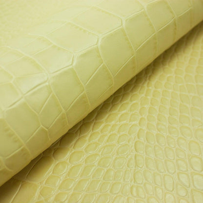 Piel de grabado cocodrilo amarillo pastel - La Tendeta del Cuero