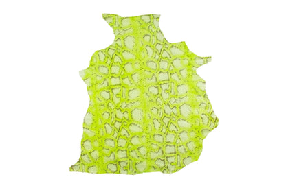 Piel de grabado serpiente piton verde fluor - La Tendeta del Cuero