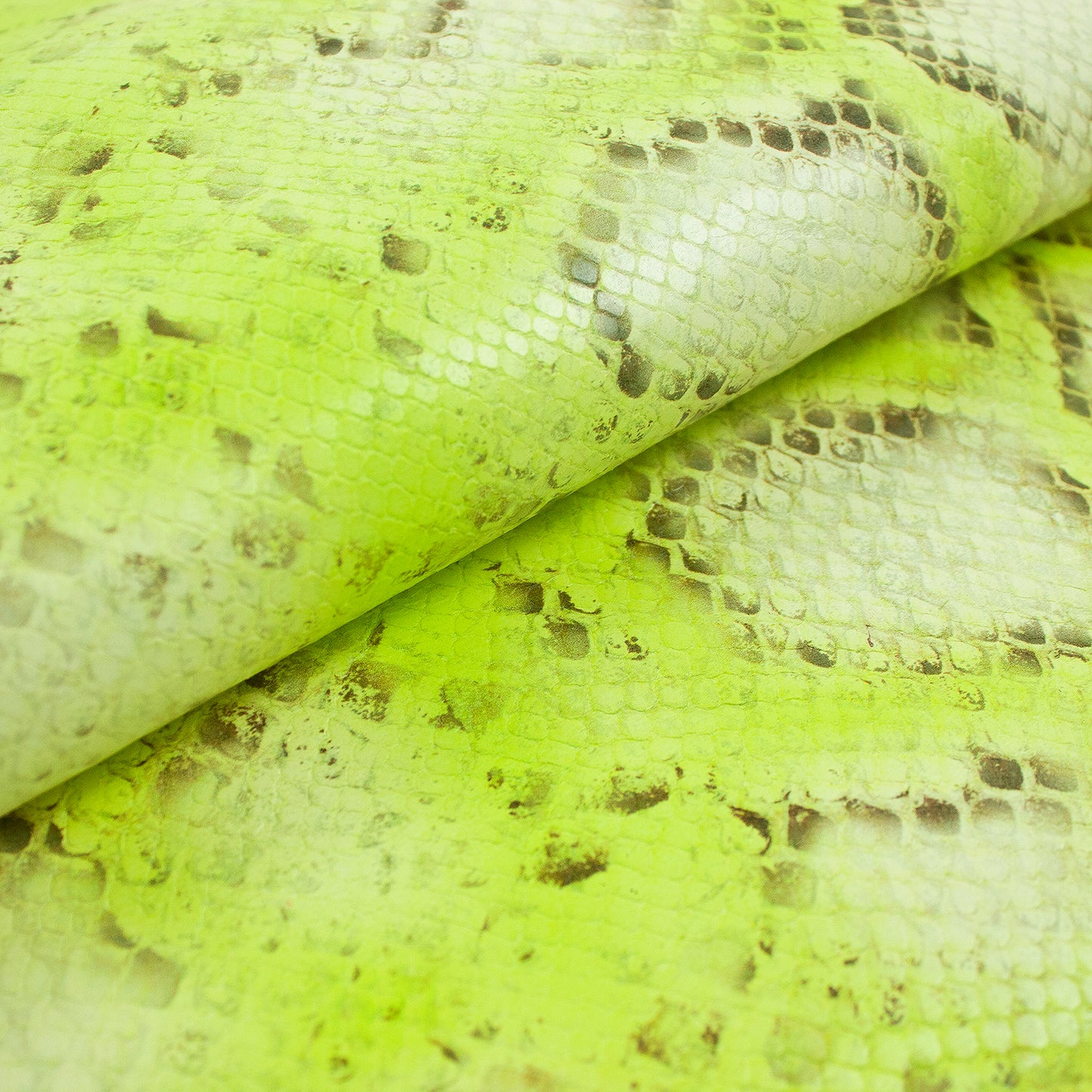 Fluor green python snake engraving skin