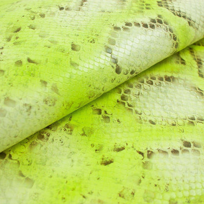 Piel de grabado serpiente piton verde fluor - La Tendeta del Cuero