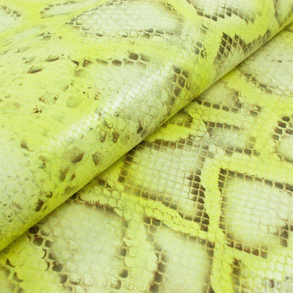 Piel de grabado serpiente piton amarillo pastel - La Tendeta del Cuero