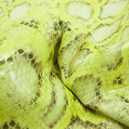 Piel de grabado serpiente piton amarillo pastel - La Tendeta del Cuero