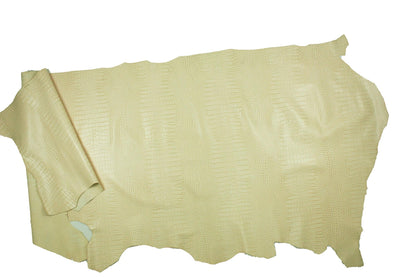 Piel de grabado cocodrilo beige crema envejecido - La Tendeta del Cuero