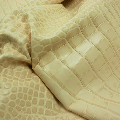 Piel de grabado cocodrilo beige crema envejecido - La Tendeta del Cuero