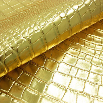 Piel de grabado cocodrilo laminado oro - La Tendeta del Cuero