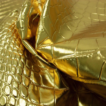 Piel de grabado cocodrilo laminado oro - La Tendeta del Cuero