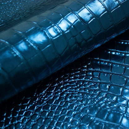 Piel de grabado cocodrilo laminado azul electrico - La Tendeta del Cuero