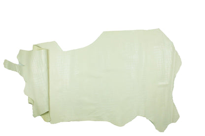 Piel de grabado cocodrilo blanco hueso - La Tendeta del Cuero