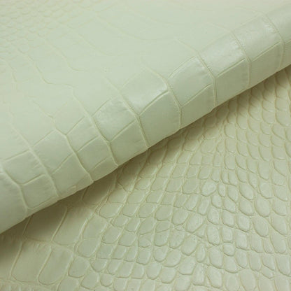 Piel de grabado cocodrilo blanco hueso - La Tendeta del Cuero