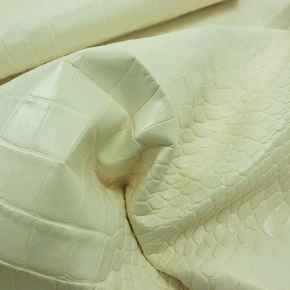 Piel de grabado cocodrilo blanco hueso - La Tendeta del Cuero