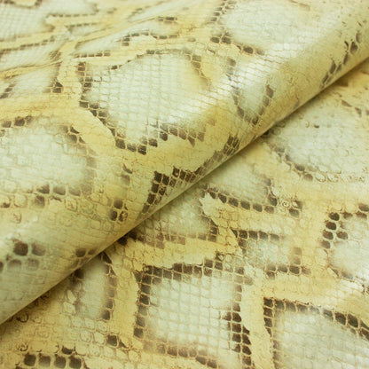 Piel de grabado serpiente piton amarillo mostaza claro - La Tendeta del Cuero