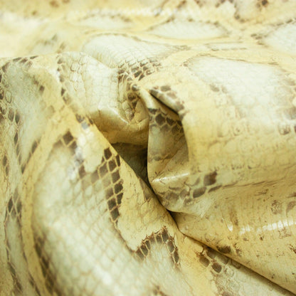 Piel de grabado serpiente piton amarillo mostaza claro - La Tendeta del Cuero