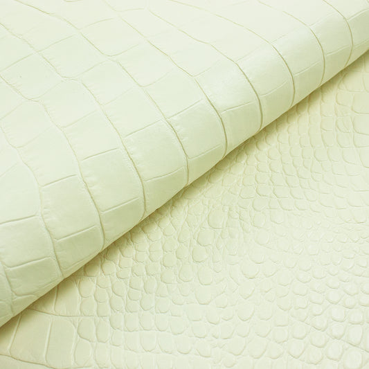 Piece of ivory white crocodile embossed leather