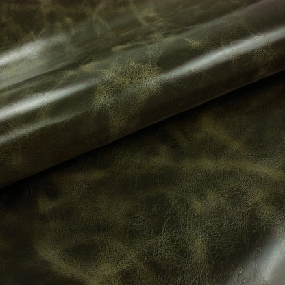 Piel de vacuno rustico verde caza envejecido - La Tendeta del Cuero