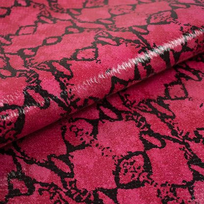 Piel de grabado serpiente fucsia - negro - La Tendeta del Cuero