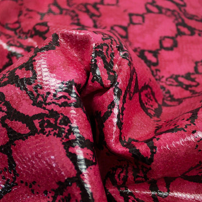 Piel de grabado serpiente fucsia - negro - La Tendeta del Cuero