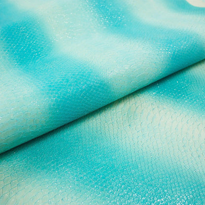 Piel de grabado serpiente bicolor azul - blanco - La Tendeta del Cuero