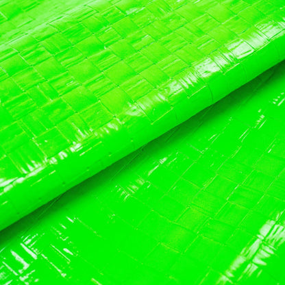 Trozo de piel grabado trenzado mimbre verde fluor - La Tendeta del Cuero