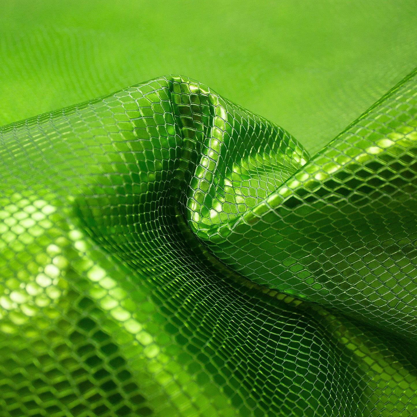 Trozo de piel grabado serpiente verde metalizado