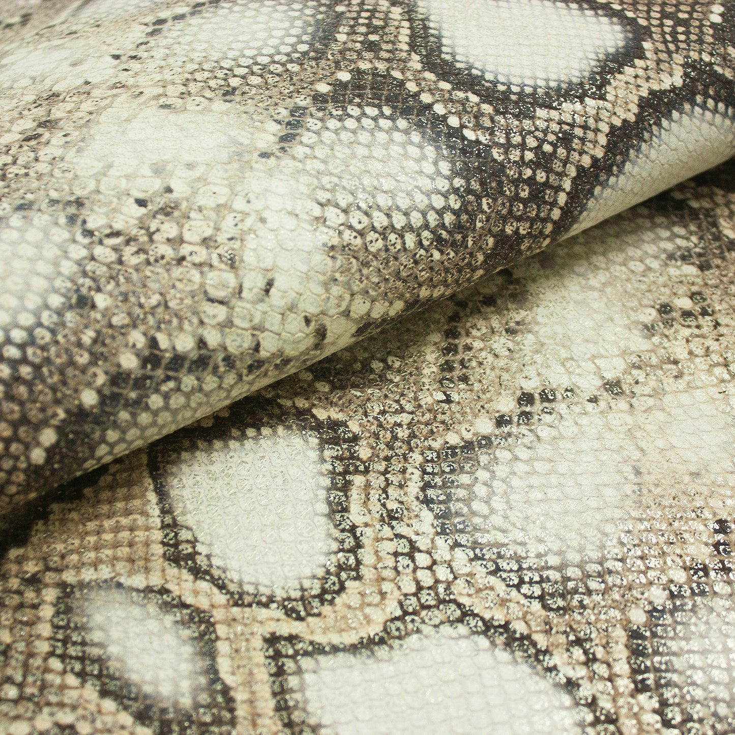 Trozo de piel grabado serpiente piton beige reflejos dorados