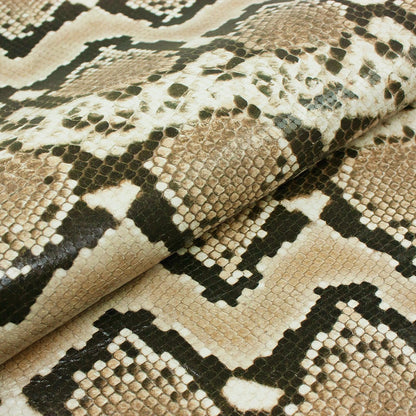 Trozo de piel fantasia serpiente piton tonos beige oscuro - La Tendeta del Cuero
