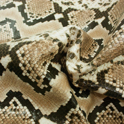 Trozo de piel fantasia serpiente piton tonos beige oscuro - La Tendeta del Cuero